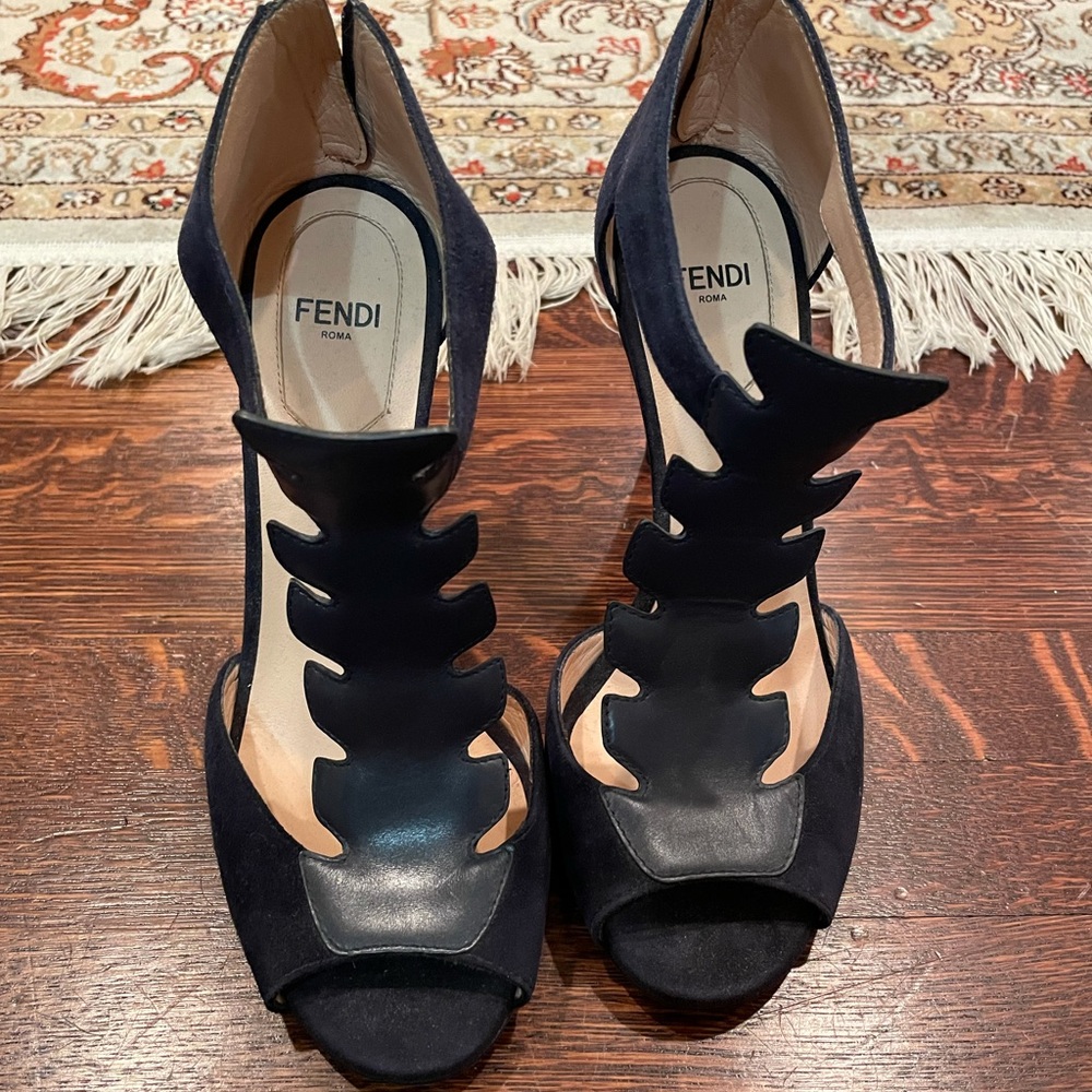 Navy Fendi Heels